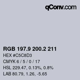 Color code: RGB 197.9 200.2 211 | qconv.com