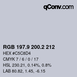 Color code: RGB 197.9 200.2 212 | qconv.com