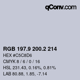 Color code: RGB 197.9 200.2 214 | qconv.com