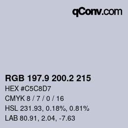 Color code: RGB 197.9 200.2 215 | qconv.com