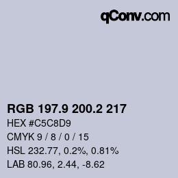 Color code: RGB 197.9 200.2 217 | qconv.com