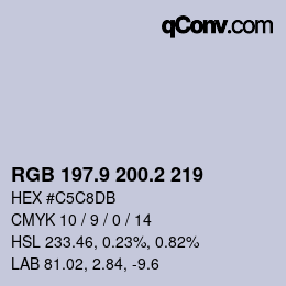 Farbcode: RGB 197.9 200.2 219 | qconv.com