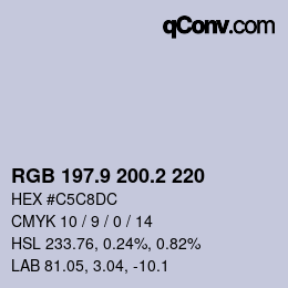 Color code: RGB 197.9 200.2 220 | qconv.com