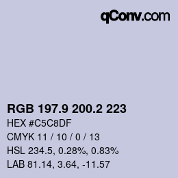 カラーコード: RGB 197.9 200.2 223 | qconv.com