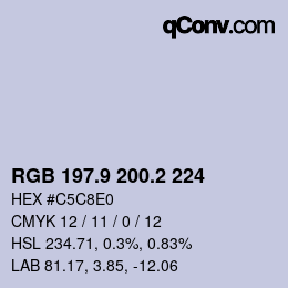 Color code: RGB 197.9 200.2 224 | qconv.com