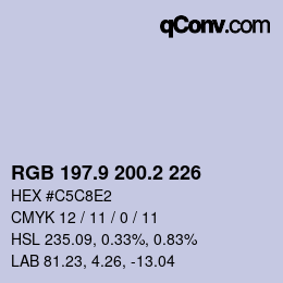 Color code: RGB 197.9 200.2 226 | qconv.com