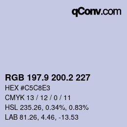 Color code: RGB 197.9 200.2 227 | qconv.com