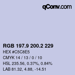 Color code: RGB 197.9 200.2 229 | qconv.com