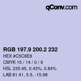 Color code: RGB 197.9 200.2 232 | qconv.com