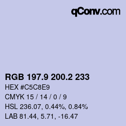 カラーコード: RGB 197.9 200.2 233 | qconv.com