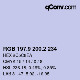 Color code: RGB 197.9 200.2 234 | qconv.com