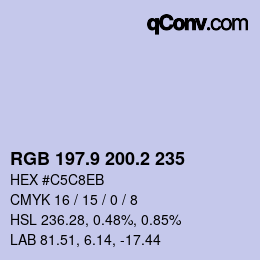 Color code: RGB 197.9 200.2 235 | qconv.com