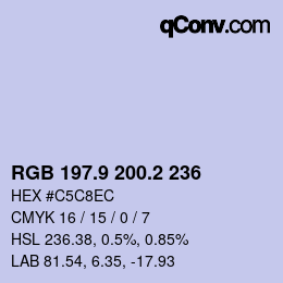 Color code: RGB 197.9 200.2 236 | qconv.com