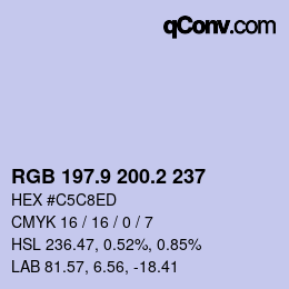 Color code: RGB 197.9 200.2 237 | qconv.com