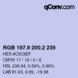 Farbcode: RGB 197.9 200.2 239 | qconv.com