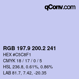 カラーコード: RGB 197.9 200.2 241 | qconv.com