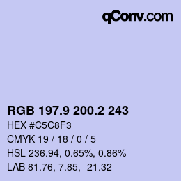 Color code: RGB 197.9 200.2 243 | qconv.com