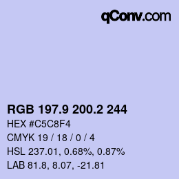 Color code: RGB 197.9 200.2 244 | qconv.com