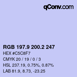 Color code: RGB 197.9 200.2 247 | qconv.com