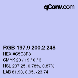 Color code: RGB 197.9 200.2 248 | qconv.com