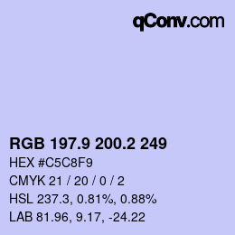Farbcode: RGB 197.9 200.2 249 | qconv.com