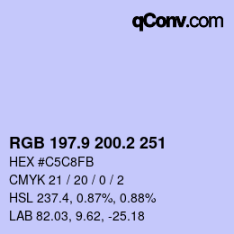 カラーコード: RGB 197.9 200.2 251 | qconv.com