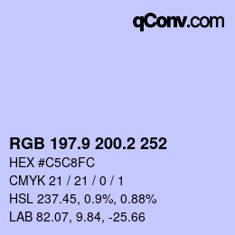 カラーコード: RGB 197.9 200.2 252 | qconv.com