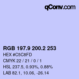 Color code: RGB 197.9 200.2 253 | qconv.com