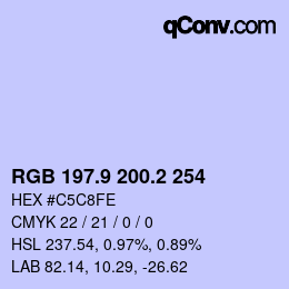 Color code: RGB 197.9 200.2 254 | qconv.com