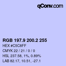 Color code: RGB 197.9 200.2 255 | qconv.com