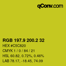 カラーコード: RGB 197.9 200.2 32 | qconv.com