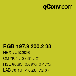 カラーコード: RGB 197.9 200.2 38 | qconv.com