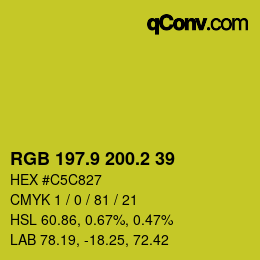 カラーコード: RGB 197.9 200.2 39 | qconv.com