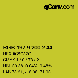 カラーコード: RGB 197.9 200.2 44 | qconv.com