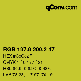 カラーコード: RGB 197.9 200.2 47 | qconv.com