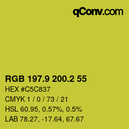 カラーコード: RGB 197.9 200.2 55 | qconv.com