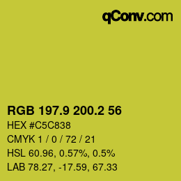 カラーコード: RGB 197.9 200.2 56 | qconv.com