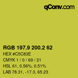 カラーコード: RGB 197.9 200.2 62 | qconv.com