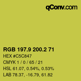 カラーコード: RGB 197.9 200.2 71 | qconv.com