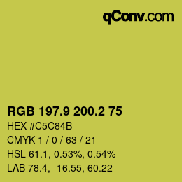 カラーコード: RGB 197.9 200.2 75 | qconv.com