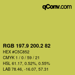 カラーコード: RGB 197.9 200.2 82 | qconv.com