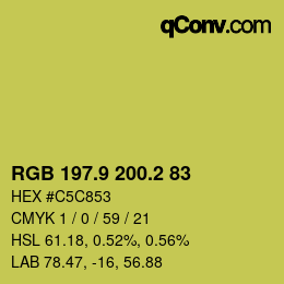 カラーコード: RGB 197.9 200.2 83 | qconv.com
