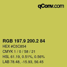 カラーコード: RGB 197.9 200.2 84 | qconv.com