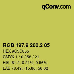 カラーコード: RGB 197.9 200.2 85 | qconv.com