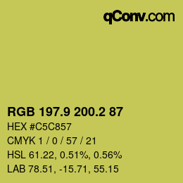 カラーコード: RGB 197.9 200.2 87 | qconv.com