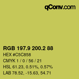 カラーコード: RGB 197.9 200.2 88 | qconv.com