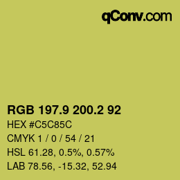 カラーコード: RGB 197.9 200.2 92 | qconv.com