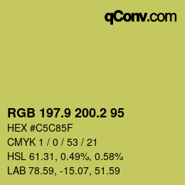 カラーコード: RGB 197.9 200.2 95 | qconv.com