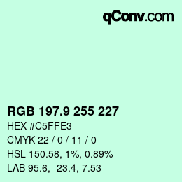 カラーコード: RGB 197.9 255 227 | qconv.com