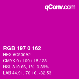 Color code: RGB 197 0 162 | qconv.com
